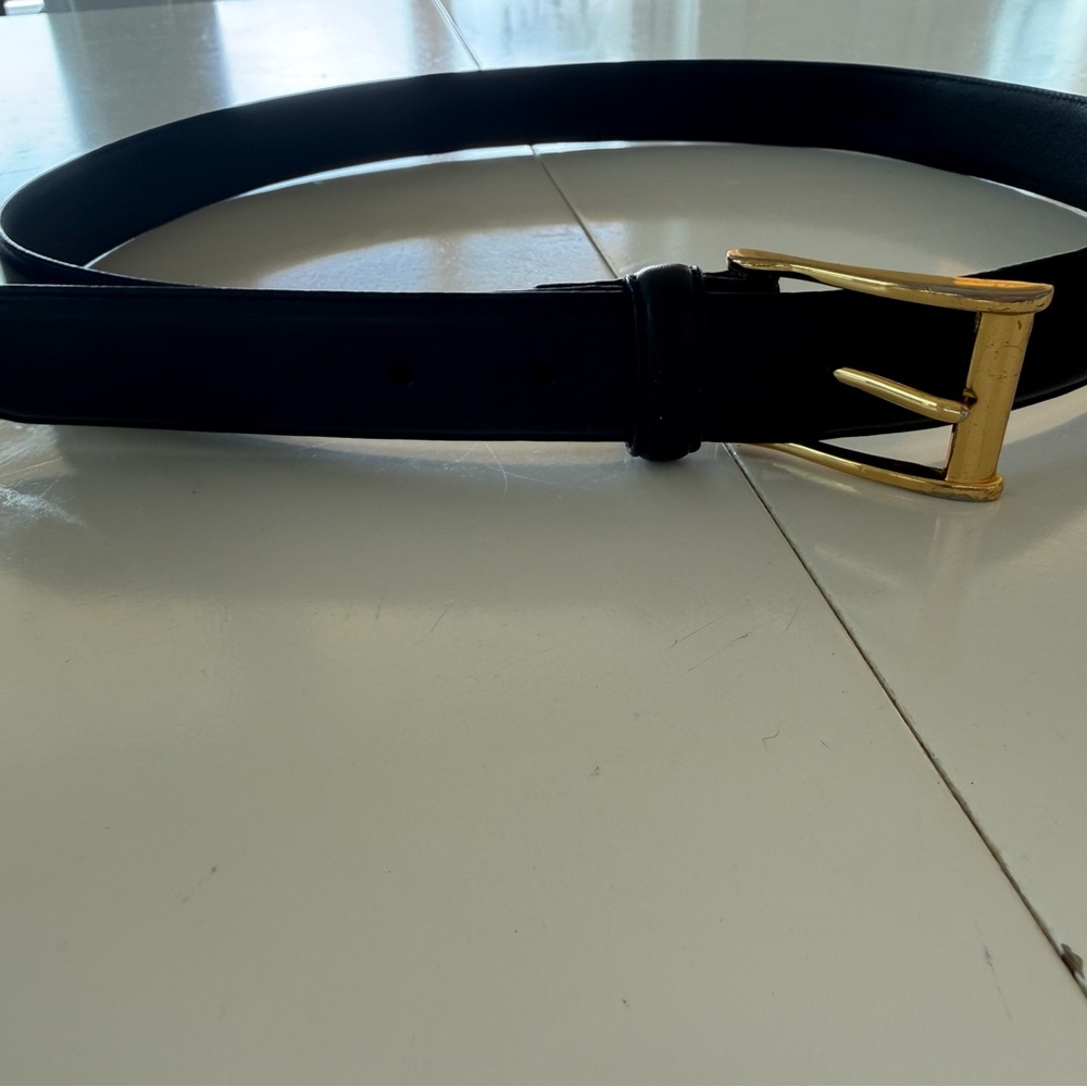 Polo by Ralph Lauren Black Leather Belt with Gold Buckle - Picture 4 of 4